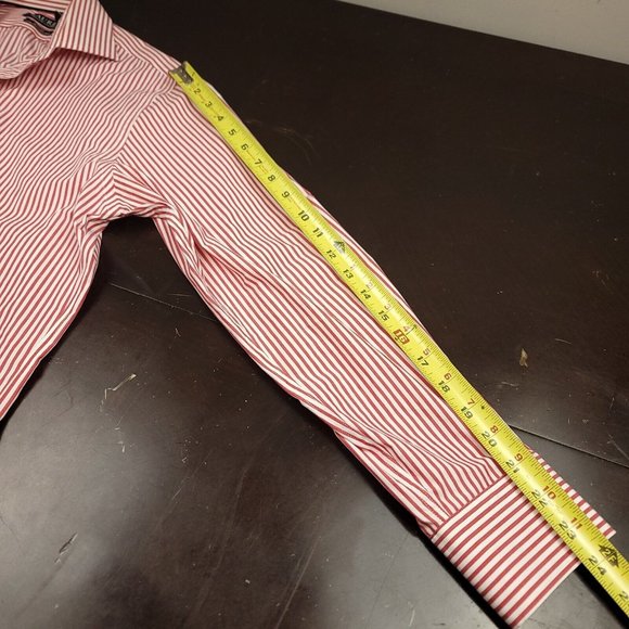 Ralph Lauren Mens 15 32/33 Shirt Black Label Button Up Red Stripe Slim Festive - Picture 8 of 11